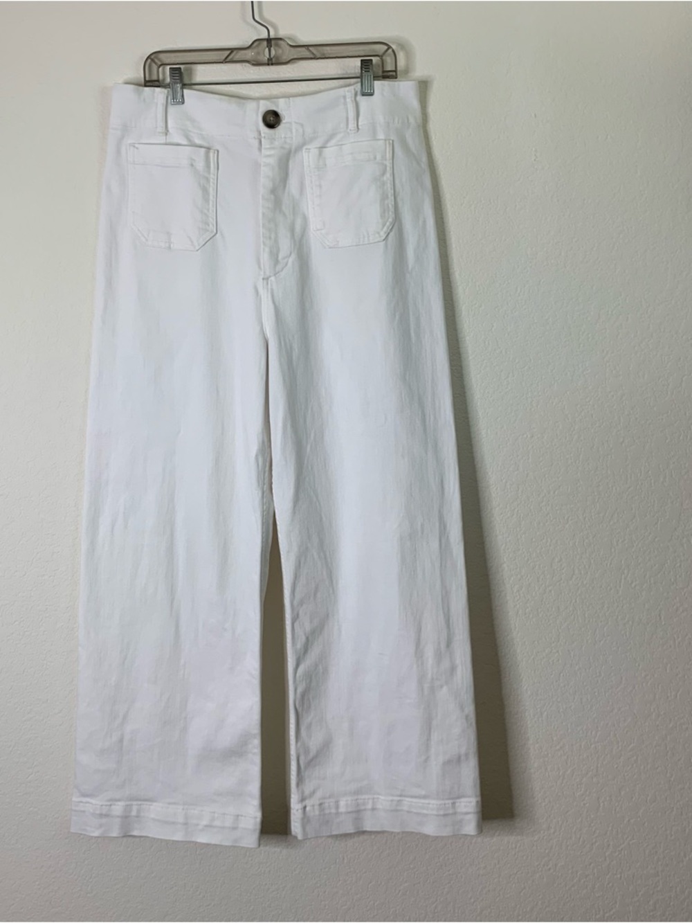 Maeve by Anthropologie the Colette wide leg jeans white 32T